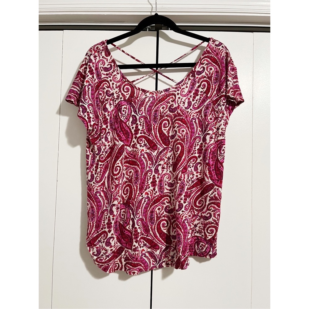 Lucky Brand Paisley Cross-Back Large Tee